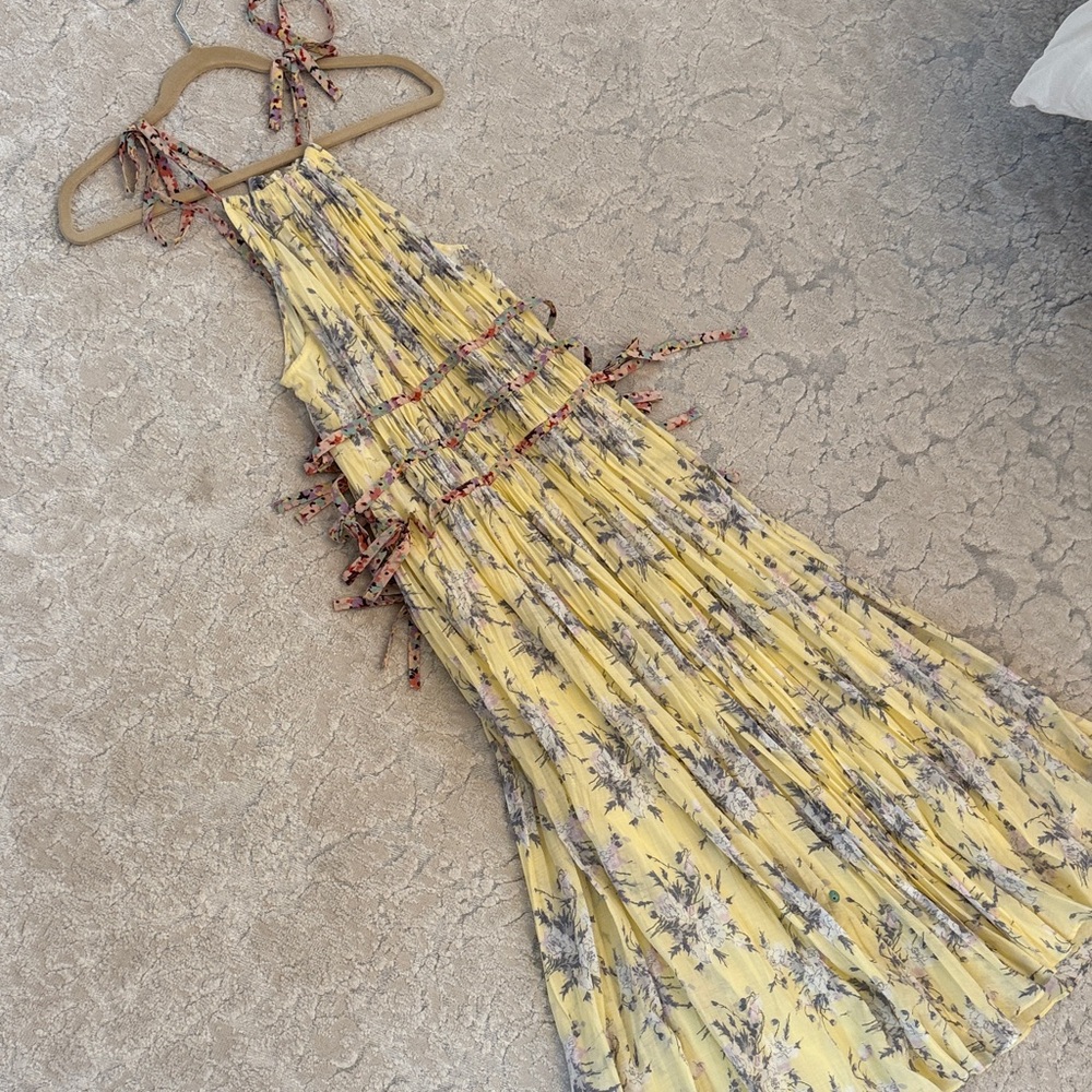 Rebecca Taylor Yellow Floral Midi Dress